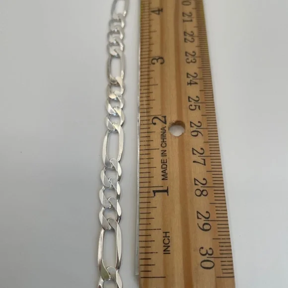 Sterling Silver 7MM Figaro Link 22” Chain Necklace-men or women’s - Picture 6 of 8
